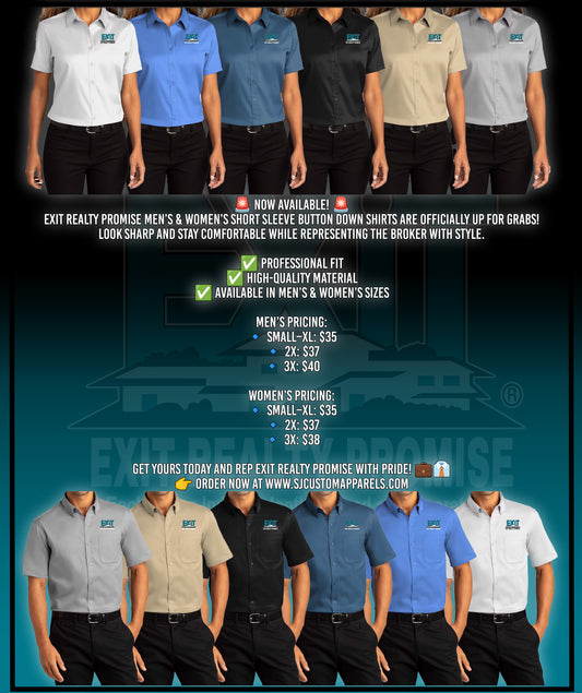 Exit Realty  Men & Women Short Sleeve Button-Down Shirt