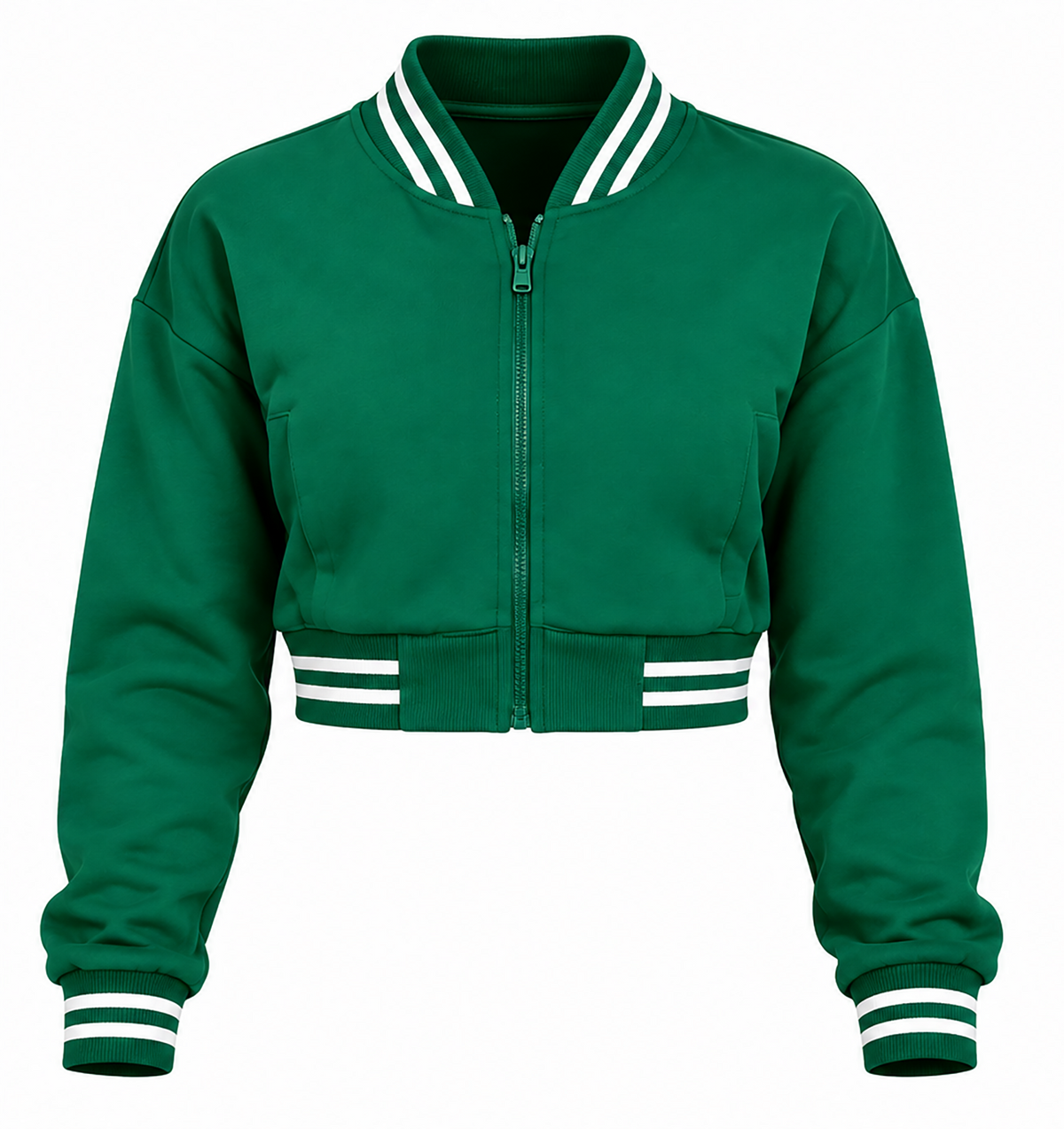 Kelly Green Crop Top Varsity Jacket