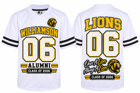 WHS Alumni Football Jersey White/Black/Gold